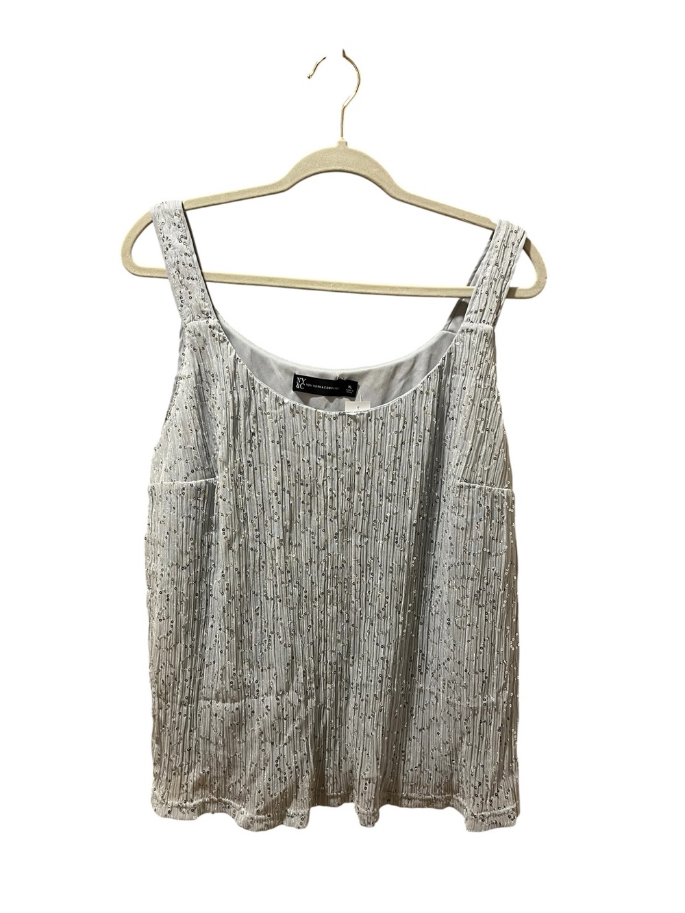 New York & Company Silver Beaded Camisole Tank